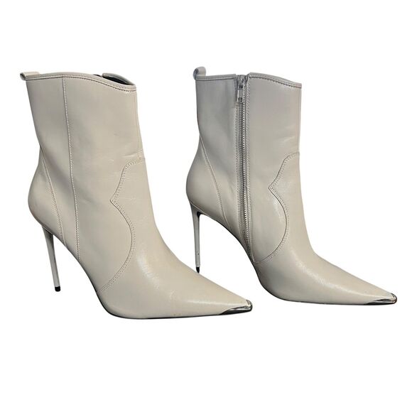 Winnie Harlow Steve Madden Boots Womens Size 10M Leather Pointed Toe Heels Shoes - Picture 1 of 12